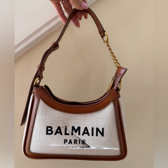 Balmain Handbags - Balmain FLAW rehab B-army canvas calfskin leather hobo shoulder Bag purse